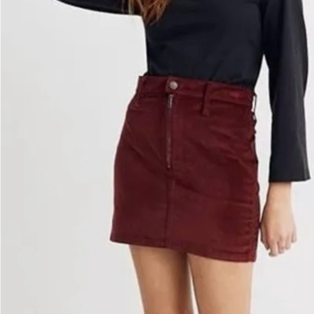 Madewell Deep Red Velvet Mini Skirt
